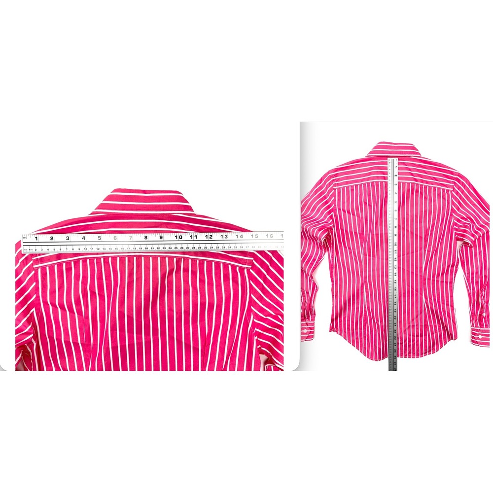 Ralph Lauren Sport Womens Sz 8 Pink White Stripe Button Down Shirt Cotton #1863 - Picture 5 of 9